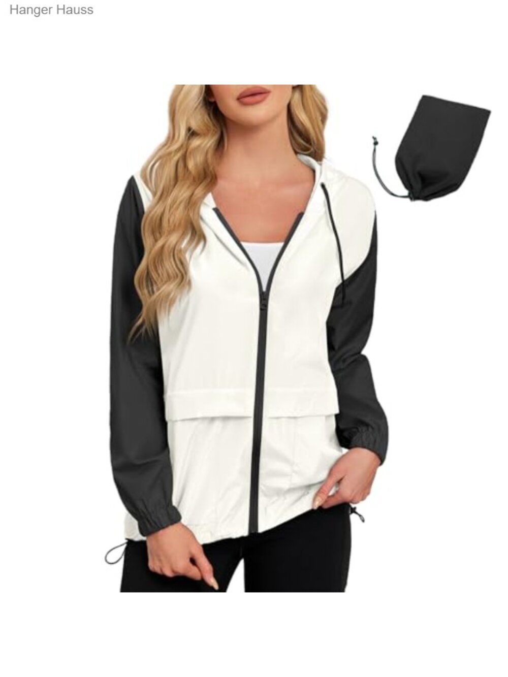 Packable Waterproof Hooded Rain Jacket Windbreaker Women Lightweight Anorak